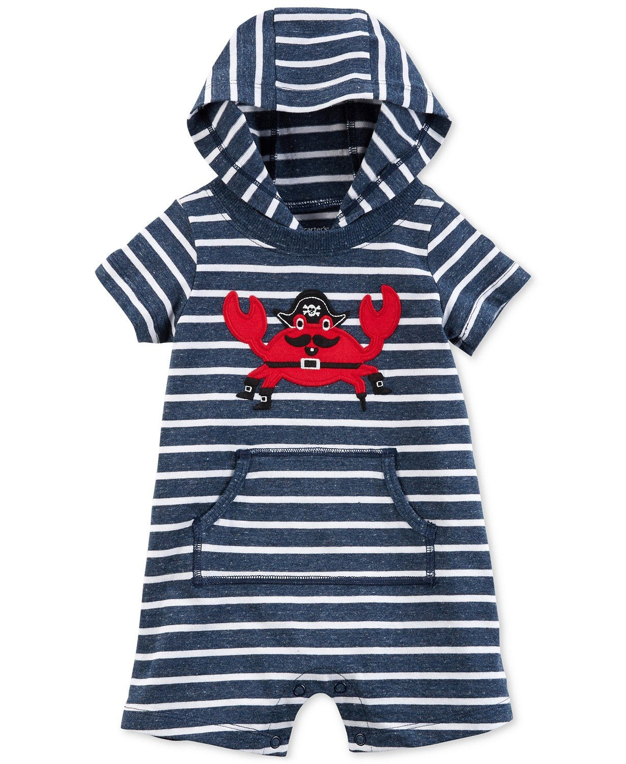 Carter's Baby Boy Pirate Crab Striped Hooded Romper 9-M - ADDROS.COM